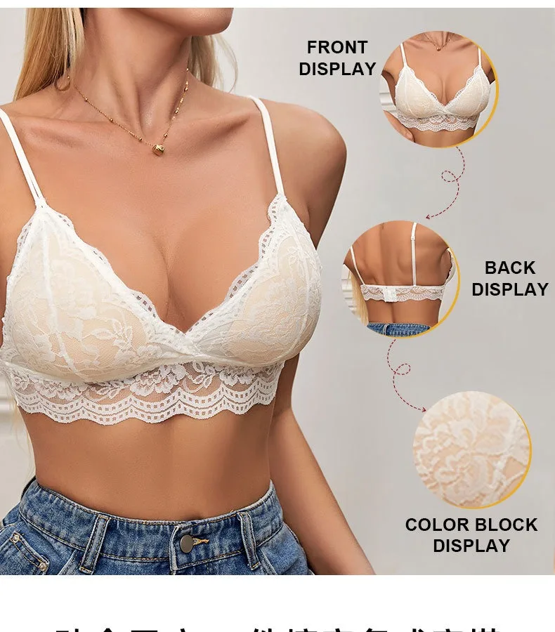 Lace Bra And Panties Set Women Push-Up Bralette Low-Rise Briefs Padded Lingerie Set Female Wireless Underwear Sexy Intimates - Image 4