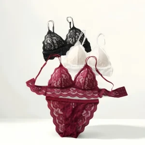 Lace Bra And Panties Set Women Push-Up Bralette Low-Rise Briefs Padded Lingerie Set Female Wireless Underwear Sexy Intimates