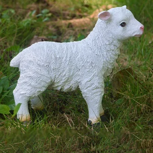 Lamb Figure Sheep Statue Hand Made Lifelike Lamb Shape Figurine Resin Garden Sculpture for Indoor Outdoor Decoration Lamb Statue