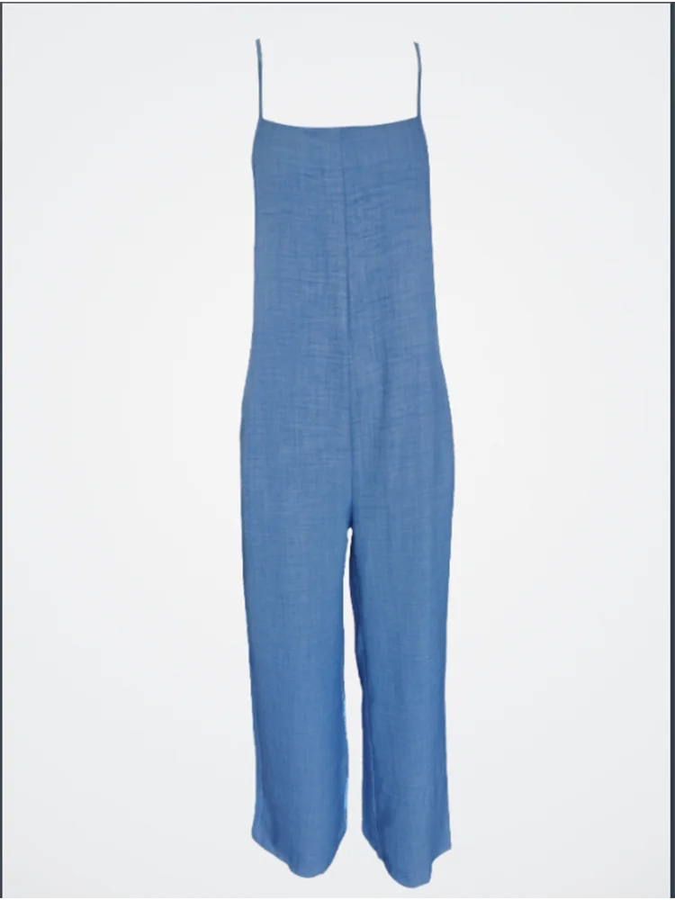 Loose Jumpsuit Women's Casual Solid Color Vest Overalls Summer Trend Jumpsuit - Image 3