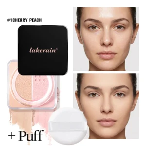 Loose Powder Setting &Correcting Powder and Puff Duo Brightening Correcting Oil Control Long Lasting Setting Powder Makeup
