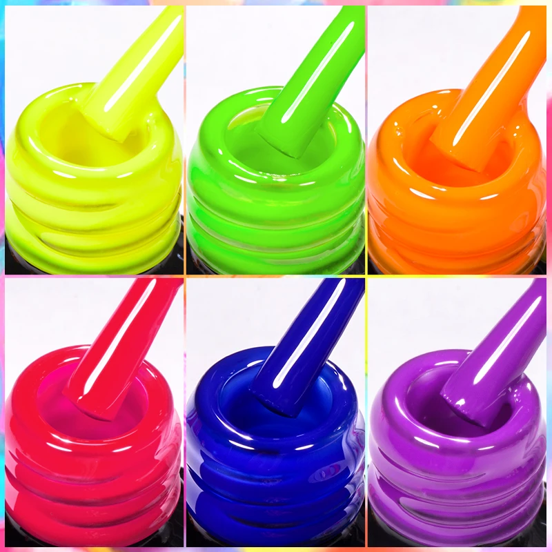 MEET ACROSS 7ml Fluorescence Gel Nail Polish Summer Neon Sparkly Gel Vernis Nail Art Soak Off UV LED Gel Varnishes For Manicure - Image 5