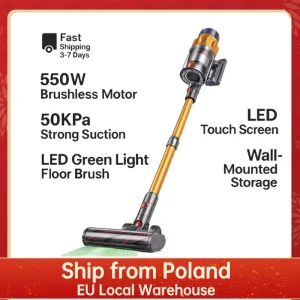 MPQU 50kPa Wireless High Power Handheld Vacuum Cleaner Removable Battery 3 Power Modes Touchscreen 550W Vacuum Cleaner for Home