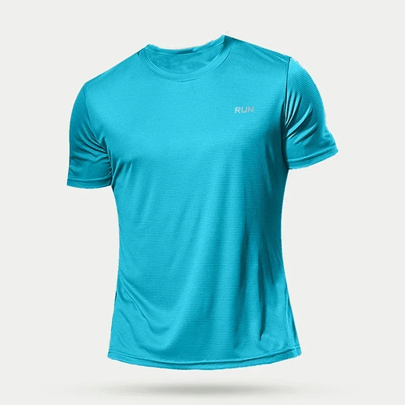 Men Short Sleeve White Tops Shirts Breathable Casual Soild t-Shirts Tee Man Quick Dry Ice Silk Running Gym t Shirt Male Clothes - Image 2