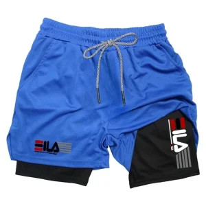 Men'S Compression Shorts Summer Gym Fitness2 In 1 Double Layer Breathable Running Sports Shorts Casual Quick-Drying Beach Shorts