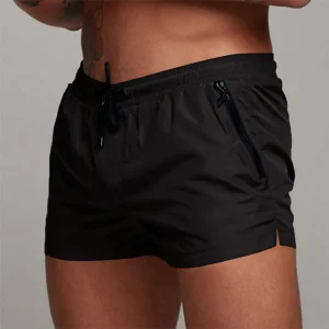 Men's Shorts Outdoor Running Pocket Drawstring Design Elastic Waist Solid Color Comfortable Breathable Cotton Blend Shorts