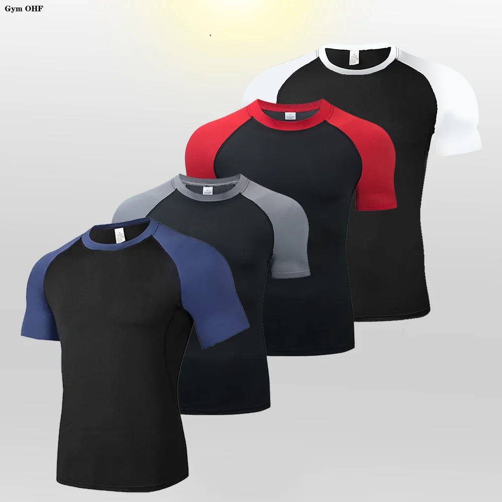 Men's T-Shirt Running Sport T Shirt Men Compression Top Tee Fitness Quick Dry Tight Training Gym Sport Running Shirts Men Jersey - Image 2