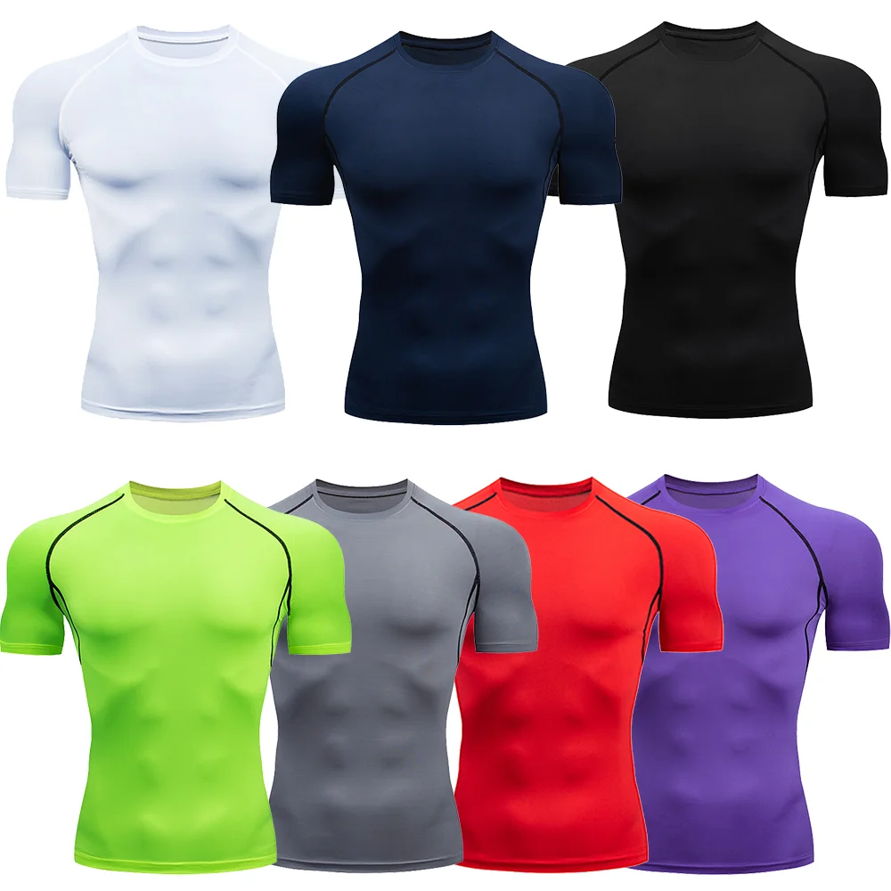 Men's T-Shirt Running Sport T Shirt Men Compression Top Tee Fitness Quick Dry Tight Training Gym Sport Running Shirts Men Jersey - Image 3