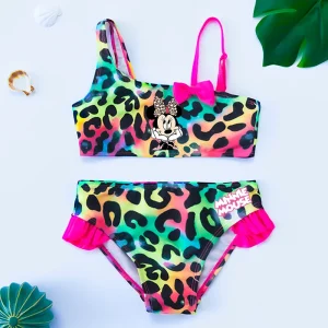 Mickey Minnie Mouse Girl Swimsuit Summer Beachwear Pool Swimwear Bathing Suit Bow Bikini Two-pieces Suits Swim Wear Clothing