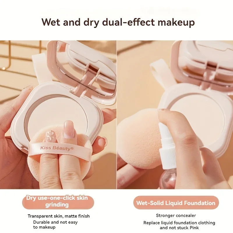 Milk Tea Waterproof Compact Powder - Full Coverage Contour and Concealer, Matte Finish, Double-Layer Portable Setting Powder - Image 3