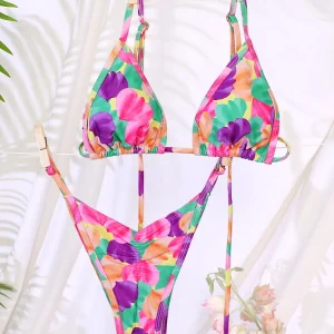 Miyouj Triangle Bikini Set Print Swimsuit Sexy Swimwear Women Swimsuit Bandage Beachwear Mujer Biquini String Swimsuits