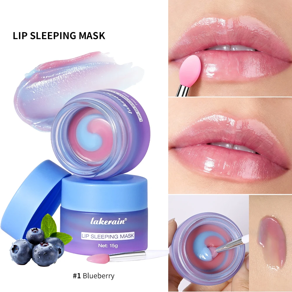 Moisturizing Blueberry Lip Mask Dual-Color Lip Sleeping Mask for Reduce Fine Lines Nourish Exfoliation Lips Skin Care - Image 2
