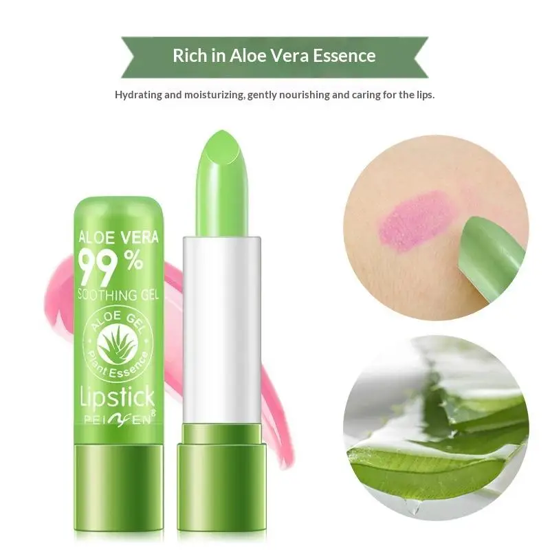 Moisturizing Natural Plant Aloe Gel Discoloring Lipstick Lip Balm To Reduce Lip Lines Repair Reduce Dead Skin Makeup Products - Image 2