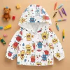 Monster Printing Baby Coat Little Kids Tops Clothing Zipper Autumn Hooded