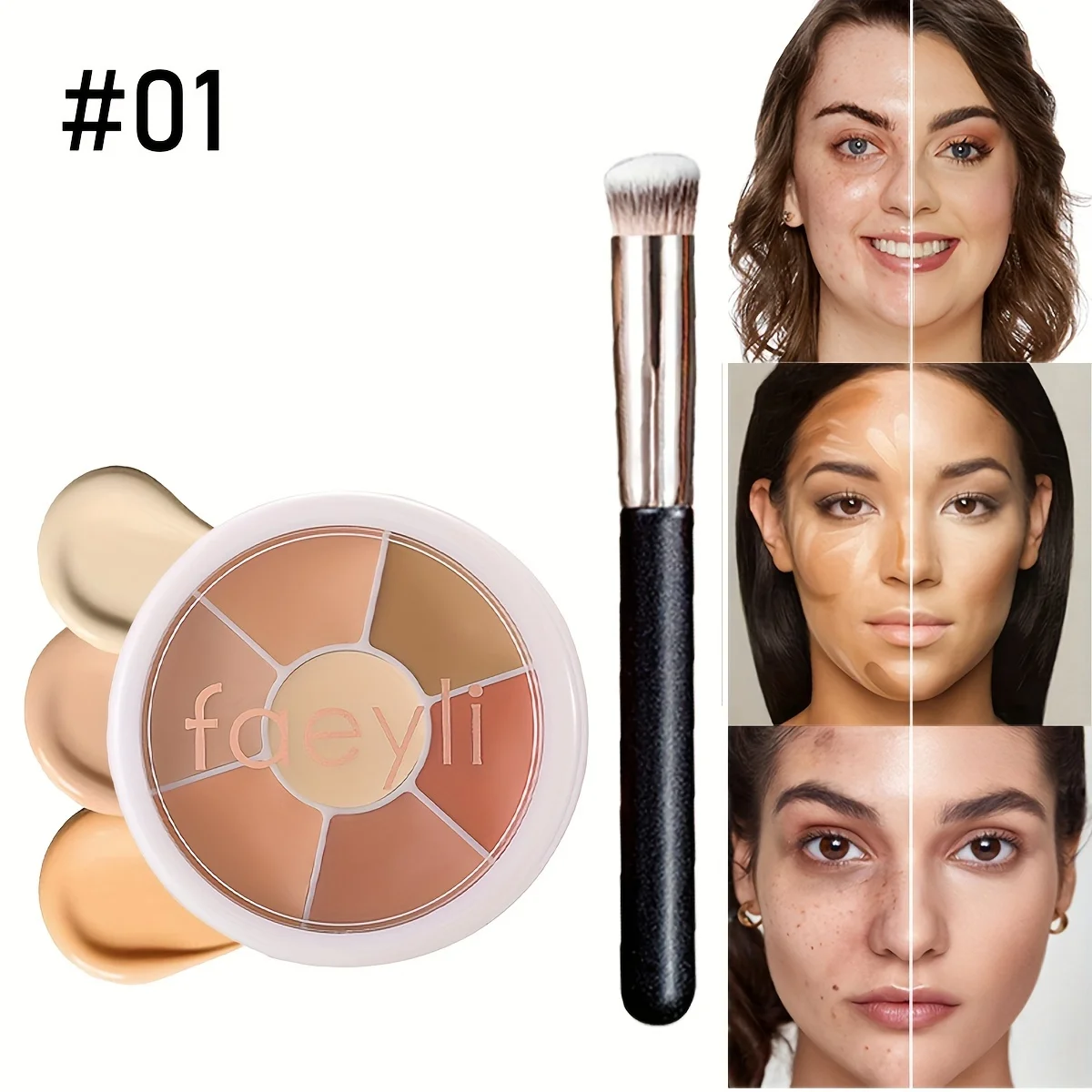 Multifunction Concealer Palette Matte Contour Concealer With Brush Covering For Dark Circles Concealer Cream Makeup Cosmetics - Image 4