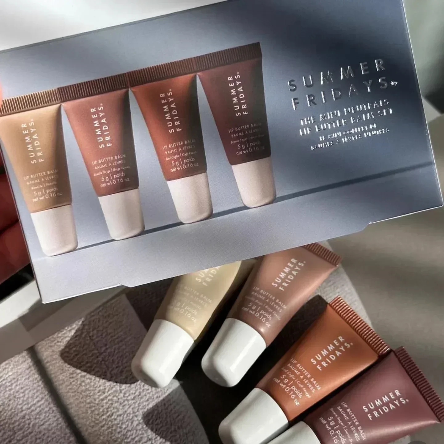 NEW Summer Fridays Mini Lip Gloss Set Vanilla Beige Lip Balm Long Lasting Moisturizing Smooth Soft Tube Makeup Lip Care Suit - Image 6