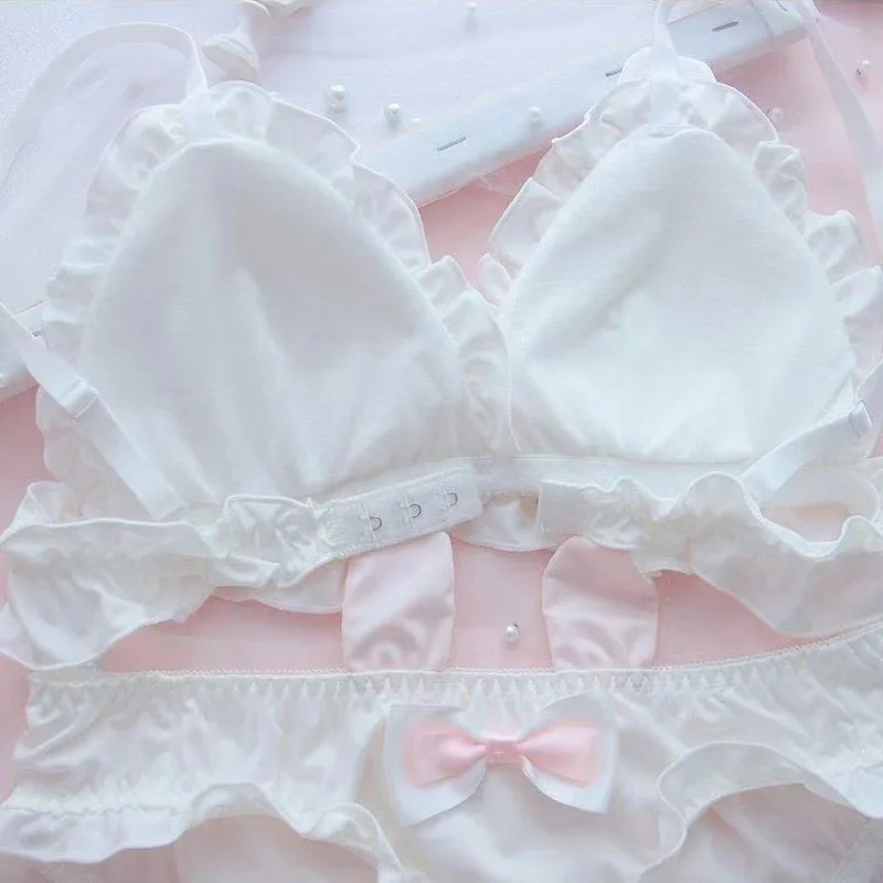 New Japanese sweet cute rabbit ears underwear soft sister Lolita no underwire comfortable thin bra set - Image 5