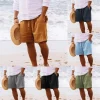 New Men Cotton Solid Color Short Lightweight Gym Pants Linen Beach Shorts Men Jogging Sport Large Short Fitness Streetwear M-4xl
