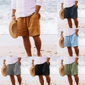 New Men Cotton Solid Color Short Lightweight Gym Pants Linen Beach Shorts Men Jogging Sport Large Short Fitness Streetwear M-4xl