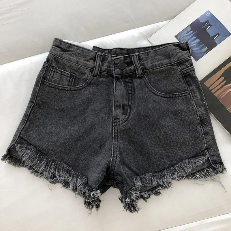 New Summer Women High Wiast Raw Hem Denim Shorts Soild White Black Blue Korean Wide Leg Pants Mon Shorts DURIKIES - Image 5