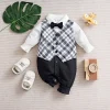 Newborn Baby Boy Clothes Sets Newborn One-Piece Clothing Handsome Button JumpsuitNewborn One-Piece Clothing Handsome Party Suit