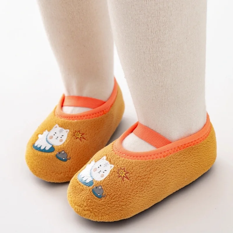 Newborn Baby Boys Girls Anti Slip Cartoon Shoes Winter Indoor Outdoor Slippers Infant Floor First Walk Shoes with Rubber Sole - Image 4