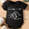 Newborn Baby Boys Girls Clothes Infant Cartoon Daddy and Me Print Funny Short Sleeve Bodysuit Summer Romper Infant Jumpsuit