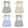 Newborn Baby Boys Kids Bow Gentleman Outfits Suit Tie Shirt Romper Suspenders Pants Wedding Party Clothes Overalls Boys Outfits