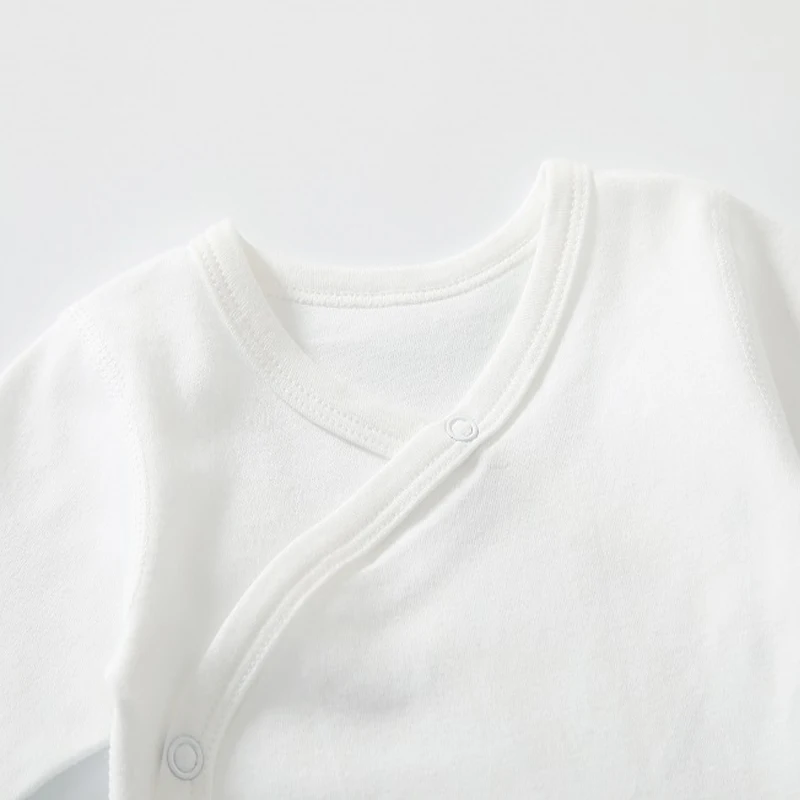 Newborn Baby Clothing Slanting Open Buckle T Shirt Tops Cotton Long Sleeves Solid Color Tees Baby Boys Girls Outfit 0-12 Months - Image 2