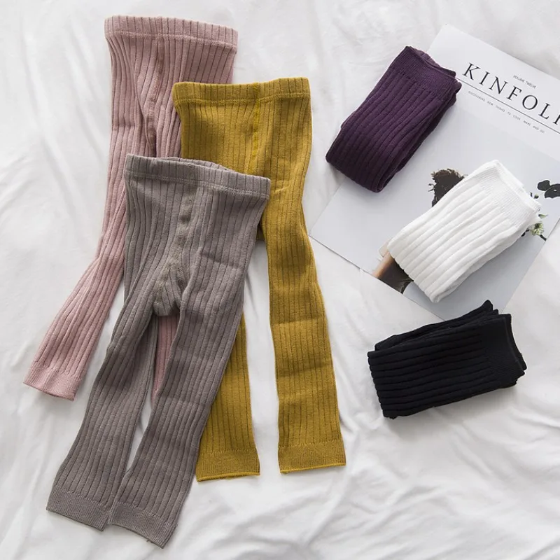 Newborn Baby Girl Breathable Long Pants Infant Kids Student Knitted Leggings Toddler Boy Children Stripe Warm Soft Cotton tights - Image 3