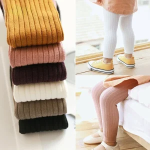 Newborn Baby Girl Breathable Long Pants Infant Kids Student Knitted Leggings Toddler Boy Children Stripe Warm Soft Cotton tights
