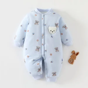 Newborn Baby Onesie Boys Girls Winter Thickened Long Sleeve Cute Pattern Onesie Newborn Baby Comfortable Warm Onesie