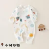 Newborn Baby Romper Suit Lion Tree Pattern Crawling Suit Babygrow Unisex Infant Clothing Soft Comfortable Material