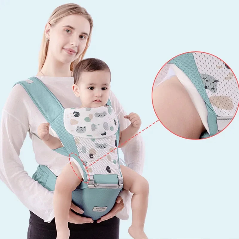 Newborn Ergonomic Baby Carrier Backpack Gray Infant Baby Hipseat Carrier Front Facing Ergonomic Kangaroo Baby Wrap Sling Travel - Image 4