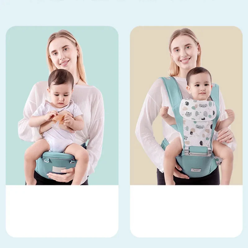 Newborn Ergonomic Baby Carrier Backpack Gray Infant Baby Hipseat Carrier Front Facing Ergonomic Kangaroo Baby Wrap Sling Travel - Image 5