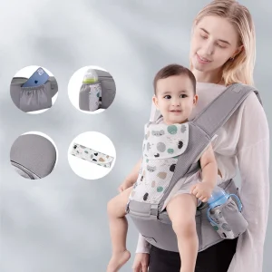 Newborn Ergonomic Baby Carrier Backpack Gray Infant Baby Hipseat Carrier Front Facing Ergonomic Kangaroo Baby Wrap Sling Travel