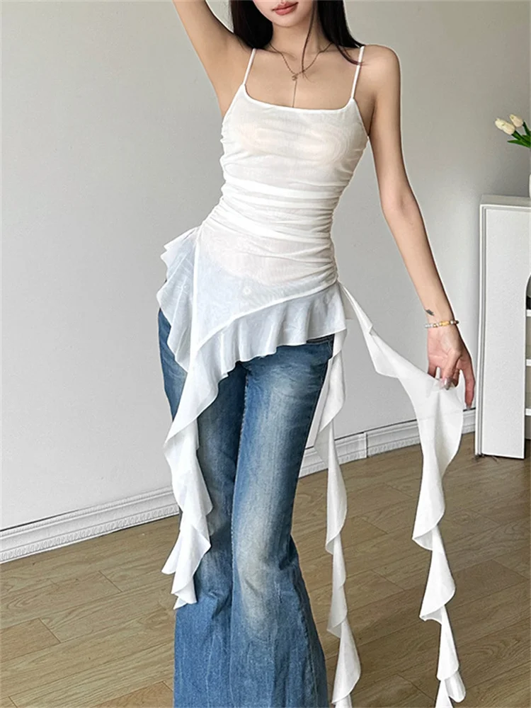 Nibber Sweet 2025 Summer Sisters Party Gradient Retro Ruffles Gentle Sexy Hot Cool Cool Women'S Thin Mini Tassel Sling Dress - Image 4