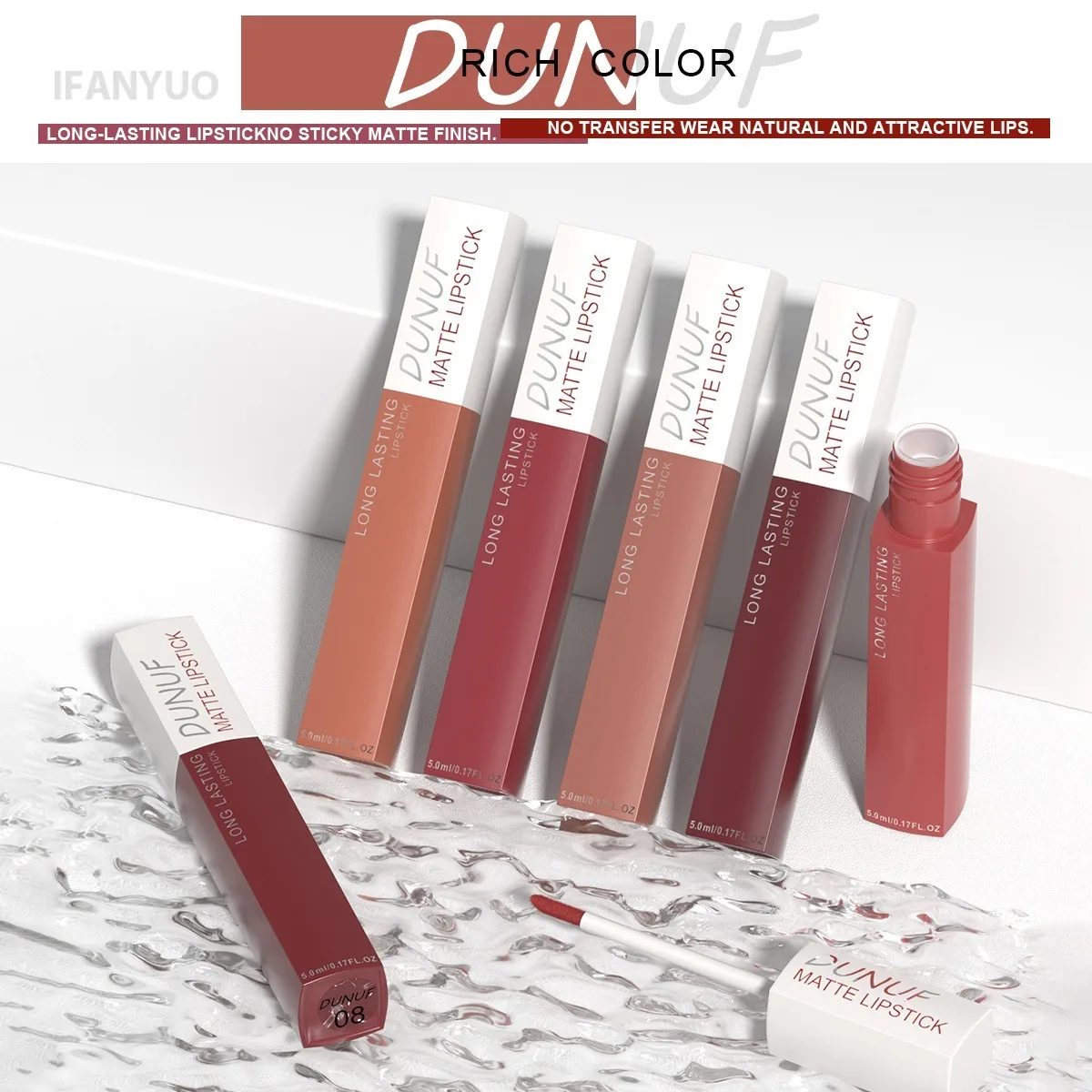 Non Stick Cup Liquid Lipstick Dark Purple Long Lasting Lip Gloss Matte Velvet Finish Resistant To Fading Waterproof Lip Cosmetic - Image 3