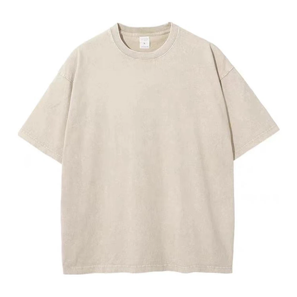 Oversized Tshirts for Men Gym Vintage Heavyweight T Shirts Cotton Workout Acid Wash Baggy Tees Solid Street Fashion Tops Unisex - Image 3