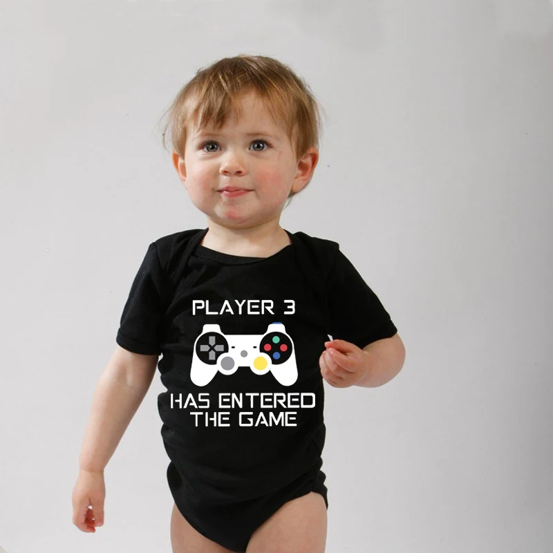 PLAYER 3 Newborn Romper Casual Short Sleeves Baby Boy Clothes Bodysuits Cartoon Graphic Toddler Girls Jumpsuits - Image 3