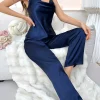 Pajama set Spring summer halter pants two-piece fashion thin imitation silk home wear women