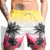 Palm Tree Tropical Men's Resort 3D Printed Board Shorts Swim Trunks Pocket Comfort Breathable Short Hawaiian Style Holiday Beach