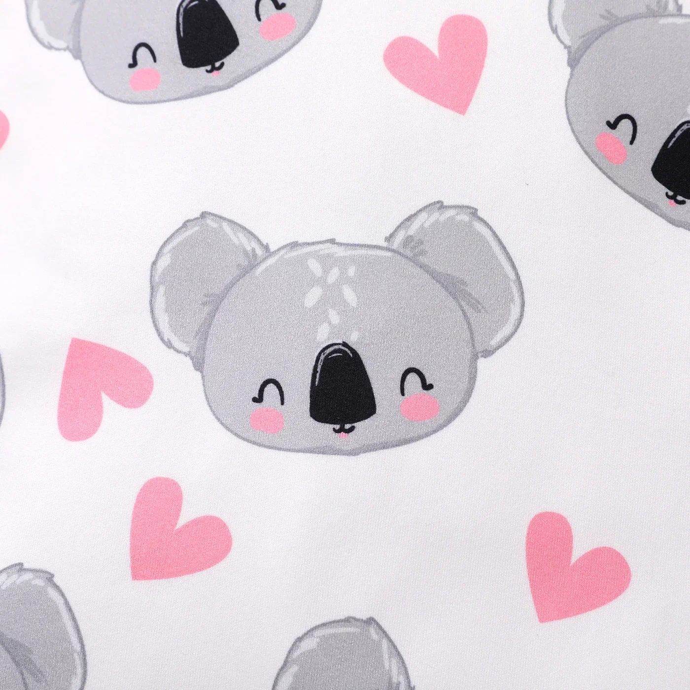 PatPat 2pcs All Over Cartoon Koala Print White Long-sleeve Ruffle Snap-up Baby Jumpsuit Set Soft and Comfortable - Image 5