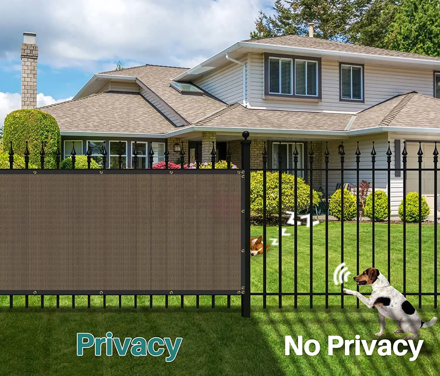 Patio Fence Privacy Screen-160GSM Brown Fencing Mesh Shade Net Cover ,Shade Windscreen Mesh Fabric with Gromment and Zip Tie - Image 2