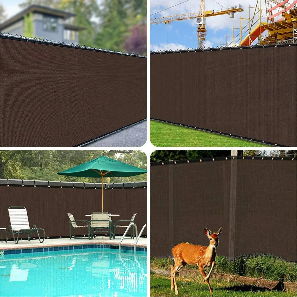 Patio Fence Privacy Screen-160GSM Brown Fencing Mesh Shade Net Cover ,Shade Windscreen Mesh Fabric with Gromment and Zip Tie - Image 3