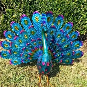 Peacock Statue Sculpture Handmade Crafts Ornament Animal Figurine Standing Posture Collectible Peacock Figurine Garden Craft