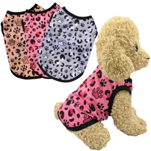 Pet Dog Clothes For Small Dogs Cat Summer Sleeveless Vest Yorkshire Costume Breathable Elastic Leopard Print Puppy Pug T-shirt