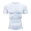 Plain Compression T Shirts Mens Summer Running T-shirts Turtleneck Elastic Quick Dry Sport Tees Athletic Gym Short Sleeve Shirt