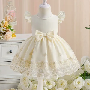 Princess Toddler Girl Summer Dress: Lace Trim Bow Party Dress | Valentine's Day / Birthday Gift