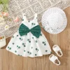 Promotional Summer Girls Dress Halter Cherry Bow + Hat Sweet Princess Dress Birthday Party Team Dress